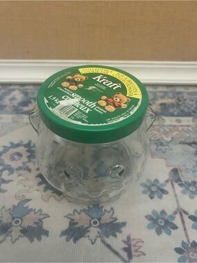 Vintage Kraft Bear Peanut Butter Storage Jar with Green Lid